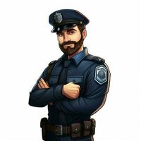 Man Police Officer 2d cartoon illustraton on white background photo