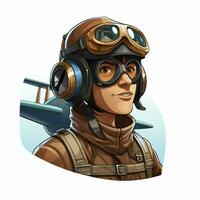 Man Pilot 2d cartoon illustraton on white background high photo