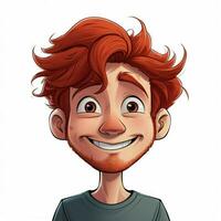 hombre rojo pelo 2d dibujos animados ilustracion en blanco antecedentes alto foto