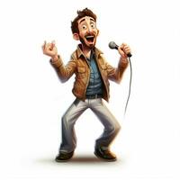 hombre cantante 2d dibujos animados ilustracion en blanco antecedentes alto foto