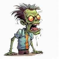 hombre zombi 2d dibujos animados ilustracion en blanco antecedentes alto foto