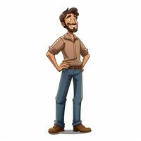 Man Standing 2d cartoon illustraton on white background high photo