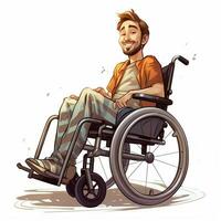 Man in Manual Wheelchair 2d cartoon illustraton on white b photo