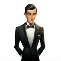 Man in Tuxedo 2d cartoon illustraton on white background photo