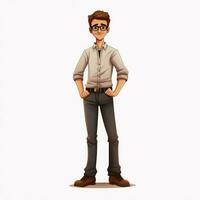 Man Standing 2d cartoon illustraton on white background high photo