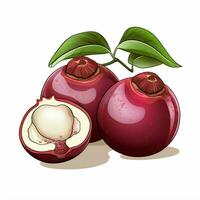 Mangosteen 2d vector illustration cartoon in white background photo