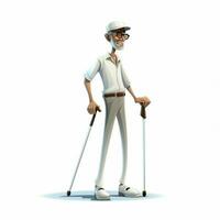 Man with White Cane 2d cartoon illustraton on white background photo