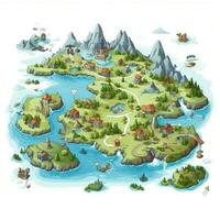 Map 2d cartoon vector illustration on white background high photo