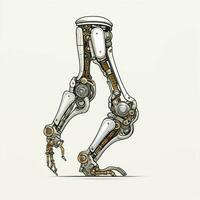 Mechanical Leg 2d cartoon illustraton on white background photo