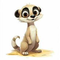 Meerkat 2d cartoon vector illustration on white background photo