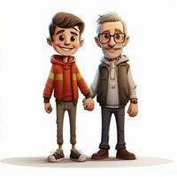 Men Holding Hands 2d cartoon illustraton on white backgrou photo