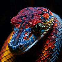 Mesmerizing snake with a vibrant patterned skin photo