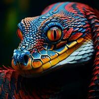 Mesmerizing snake with a vibrant patterned skin photo