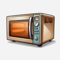 Microwave 2d cartoon illustraton on white background high photo