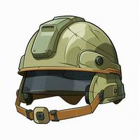 Military Helmet 2d cartoon illustraton on white background photo