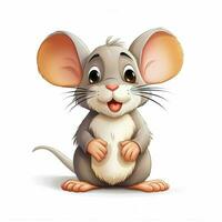 Mouse 2d cartoon illustraton on white background high qual photo