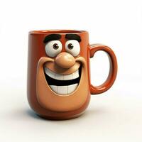 Mug 2d cartoon illustraton on white background high qualit photo