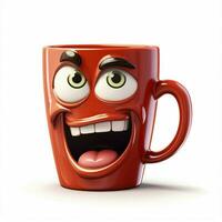 Mug 2d cartoon illustraton on white background high qualit photo