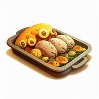 Mufffin Tray 2d cartoon illustraton on white background hi photo