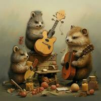 Musical animals creating harmonious melodies photo