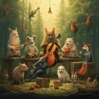 Musical animals creating harmonious melodies photo