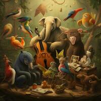 Musical animals creating harmonious melodies photo