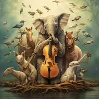 Musical animals creating harmonious melodies photo