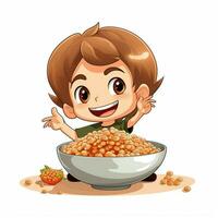 Natto 2d vector illustration cartoon in white background h photo