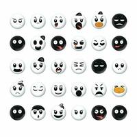 negativo caras emojis 2d dibujos animados vector ilustración en wh foto