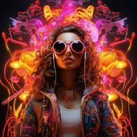 Neon Dreams Create a vibrant electric artwork that embodie photo