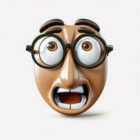 Nerd Face emoji on white background high quality 4k hdr photo