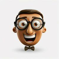 Nerd Face emoji on white background high quality 4k hdr photo