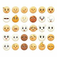 neutral caras emojis 2d dibujos animados vector ilustración en whi foto