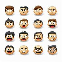 neutral caras emojis 2d dibujos animados vector ilustración en whi foto