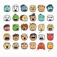 neutral caras emojis 2d dibujos animados vector ilustración en whi foto