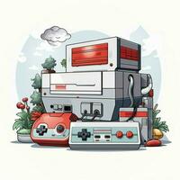 Nintendo Entertainment System 2d cartoon illustraton on wh photo