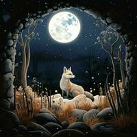 Nocturnal animals exploring the world under the moonlight photo