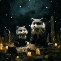 Nocturnal animals exploring the world under the moonlight photo