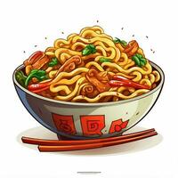 Noodles 2d vector illustration cartoon in white background photo