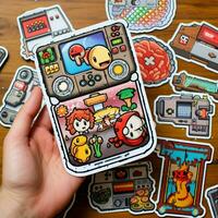 Nostalgic and retro-inspired video game stickers photo