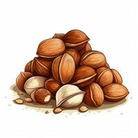 nueces 2d vector ilustración dibujos animados en blanco antecedentes Hola foto