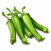 Okra 2d cartoon illustraton on white background high quali photo