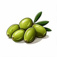 Olives 2d vector illustration cartoon in white background photo