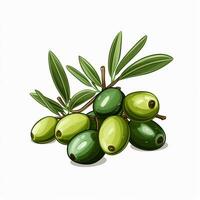 Olives 2d vector illustration cartoon in white background photo