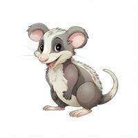 Opossum 2d vector illustration cartoon in white background photo