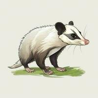 Opossum 2d vector illustration cartoon in white background photo