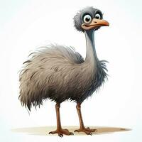 Ostrich 2d cartoon vector illustration on white background photo