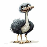 Ostrich 2d cartoon vector illustration on white background photo