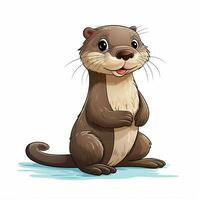 Otter 2d cartoon vector illustration on white background h photo