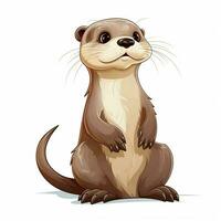 Otter 2d cartoon vector illustration on white background h photo